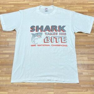 1990 UNLV National Basketball Champions Vintage Tee Shirt Shark Takes the Bite
